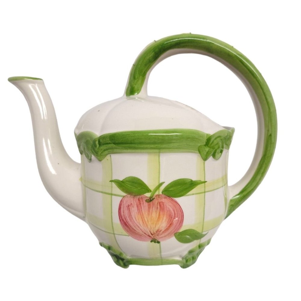 Andrea By Sadek Apple Watering Tea Pitcher Red Green Rare Vintage Jay Willfred